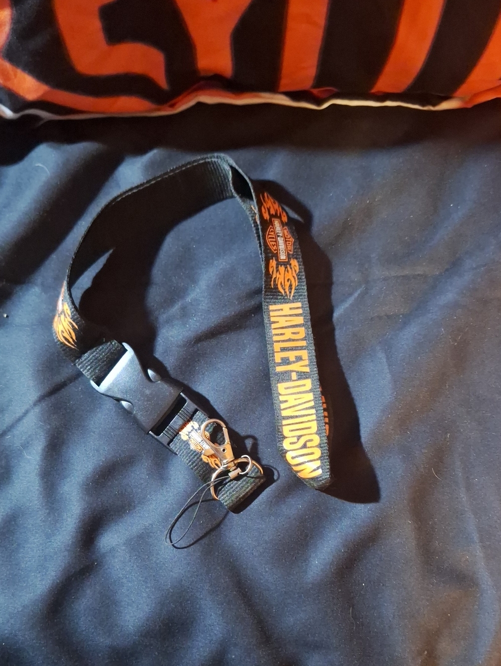 NWOT Harley-Davidson Black and Orange Logo Lanyard with Clip